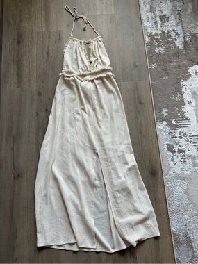 Elan Cream Halter Maxi Dress NWT size L